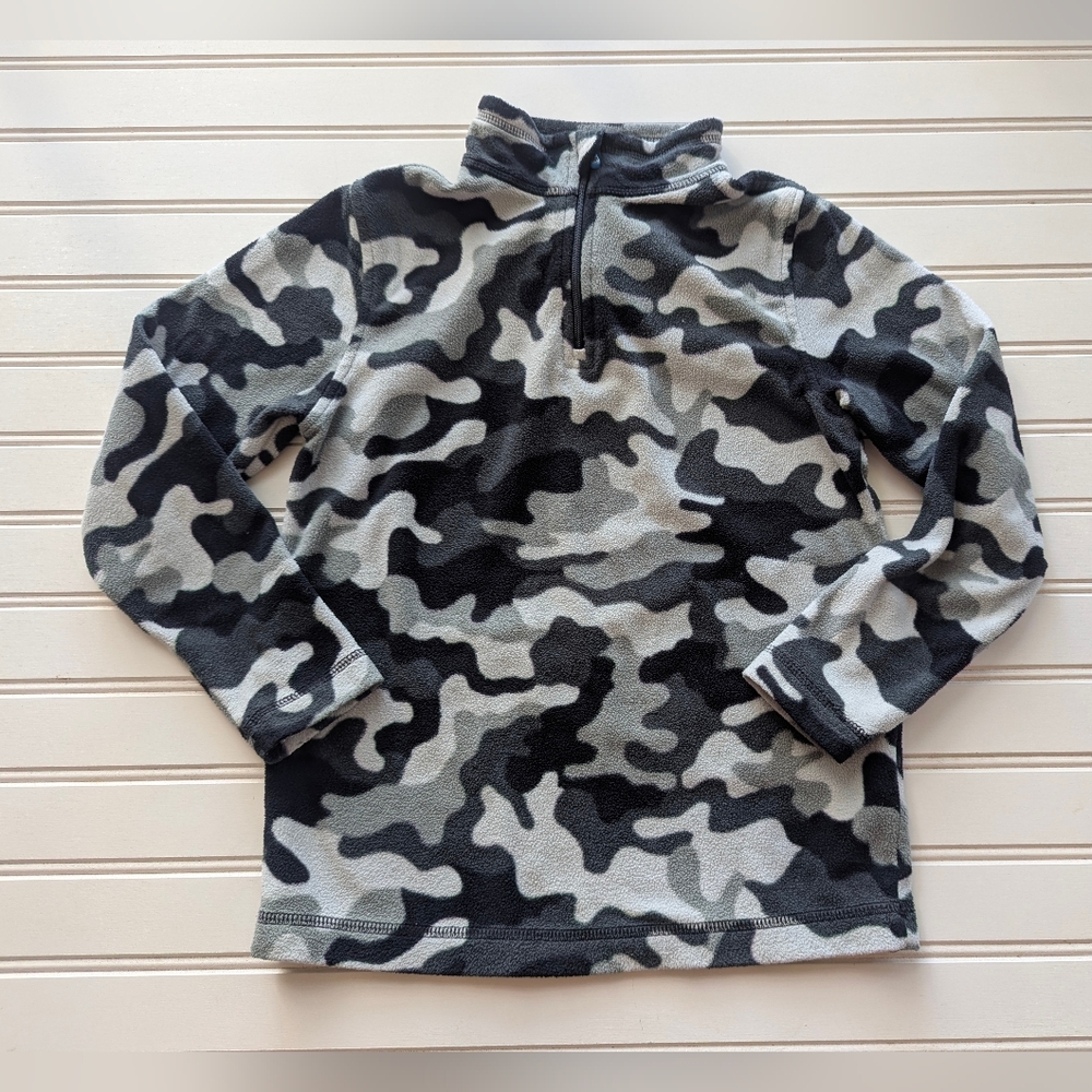 Lands' End Kids Black & Gray Camo Half-Zip Fleece
